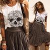 Camisetas calavera blanco y negro - Imagen 2
