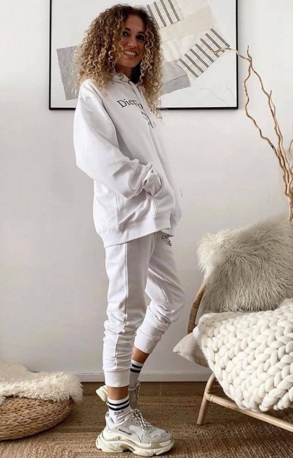 MODA conjunto blanco Die Sudadera y Pantalón - Imagen 7