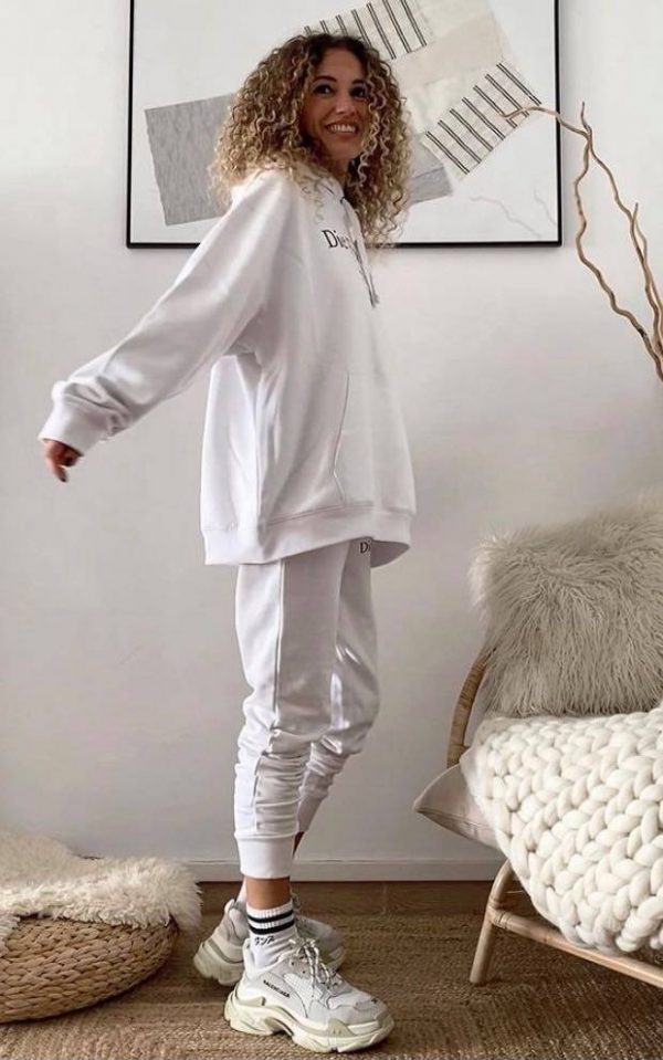 MODA conjunto blanco Die Sudadera y Pantalón - Imagen 5