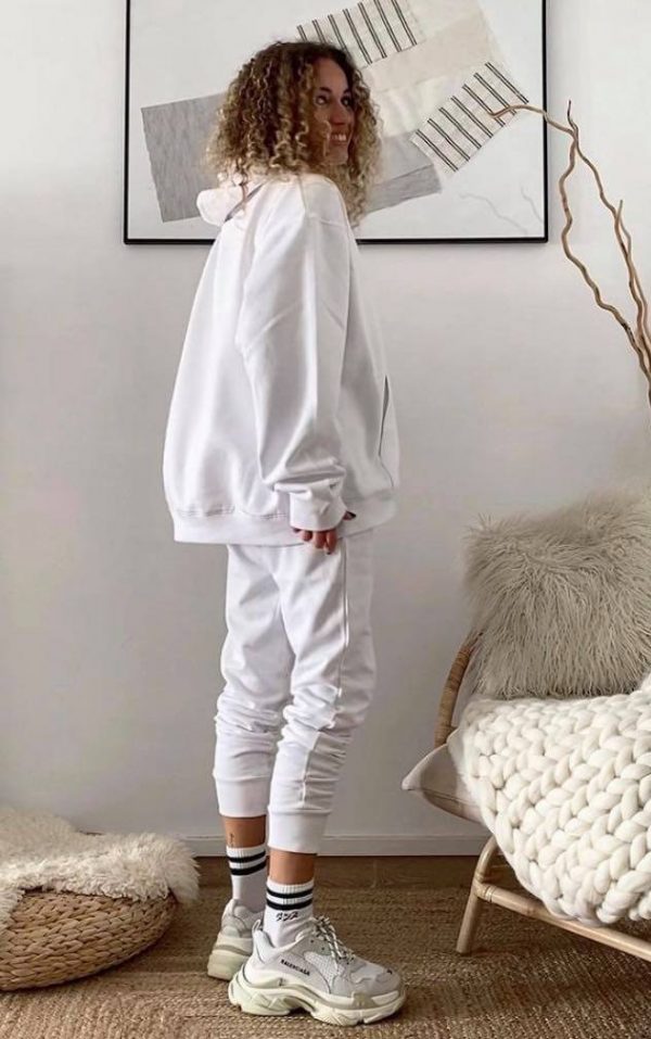 MODA conjunto blanco Die Sudadera y Pantalón - Imagen 2